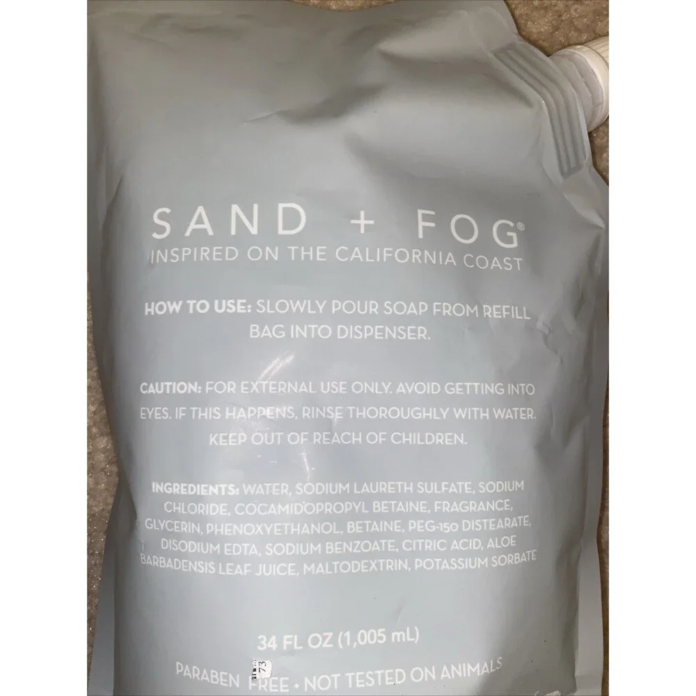 Sand + Fog California Beach House Hand Soap Refill 34 Ounce NEW & AUTH